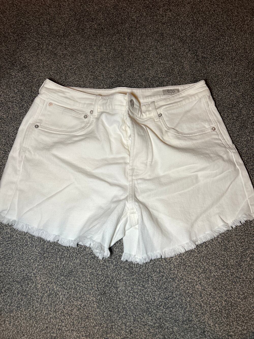 AYR high-waisted white denim cut-off shorts size 33 the just right